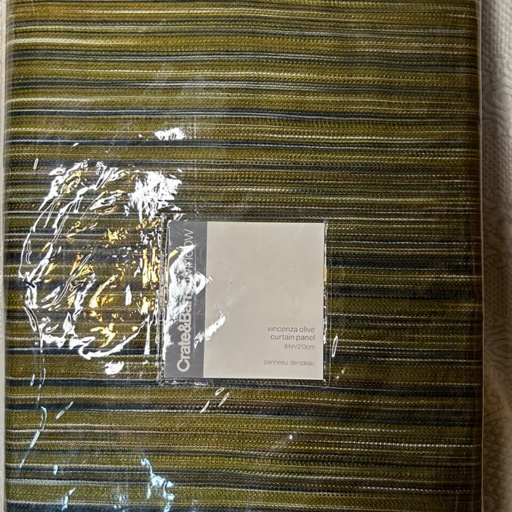 Crate & Barrel Drapery Panels-Vincenza Olive/50 W inches x 84 L inches